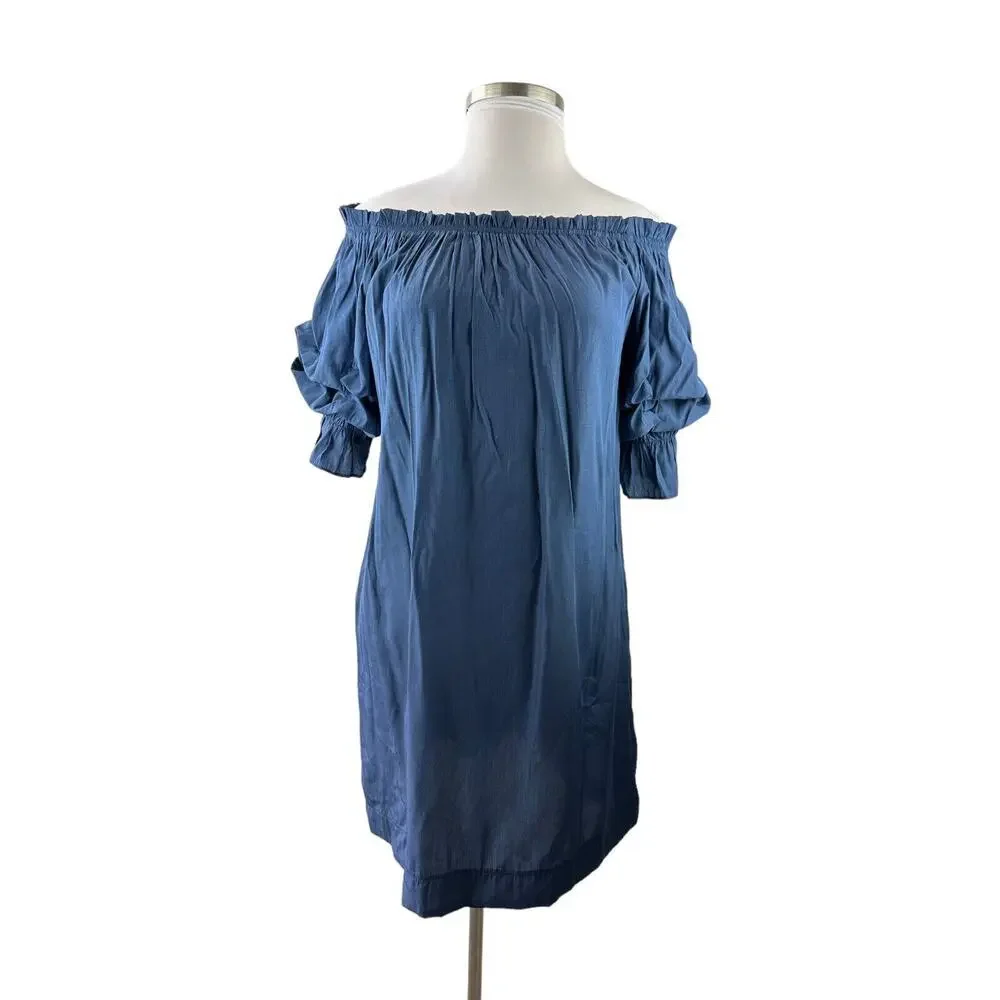 Mersea Tulum Ruffle Sleeve Dress Navy Blue Women's Size Small Mer Sea - Picture 10 of 12